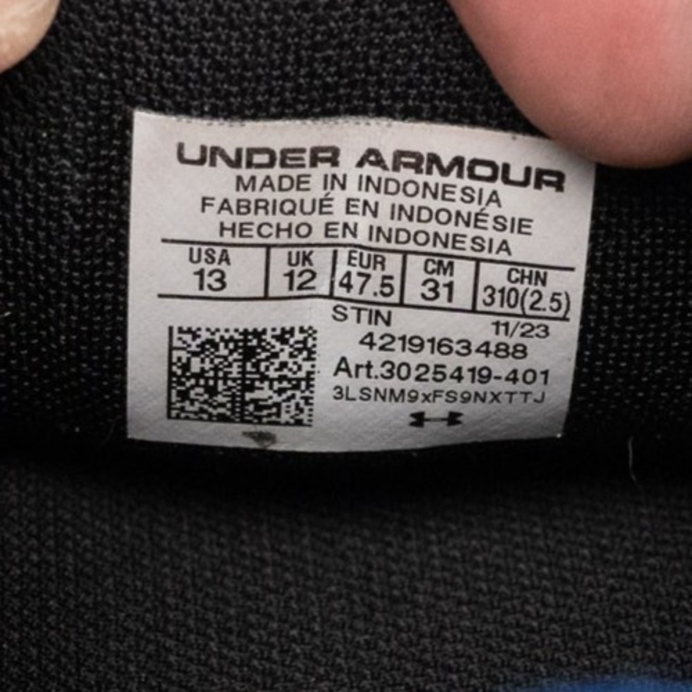 Under Armour Men's Sz 13 HOVR Turbulence Blue Black Running Shoe 3025419-401 - Picture 6 of 10